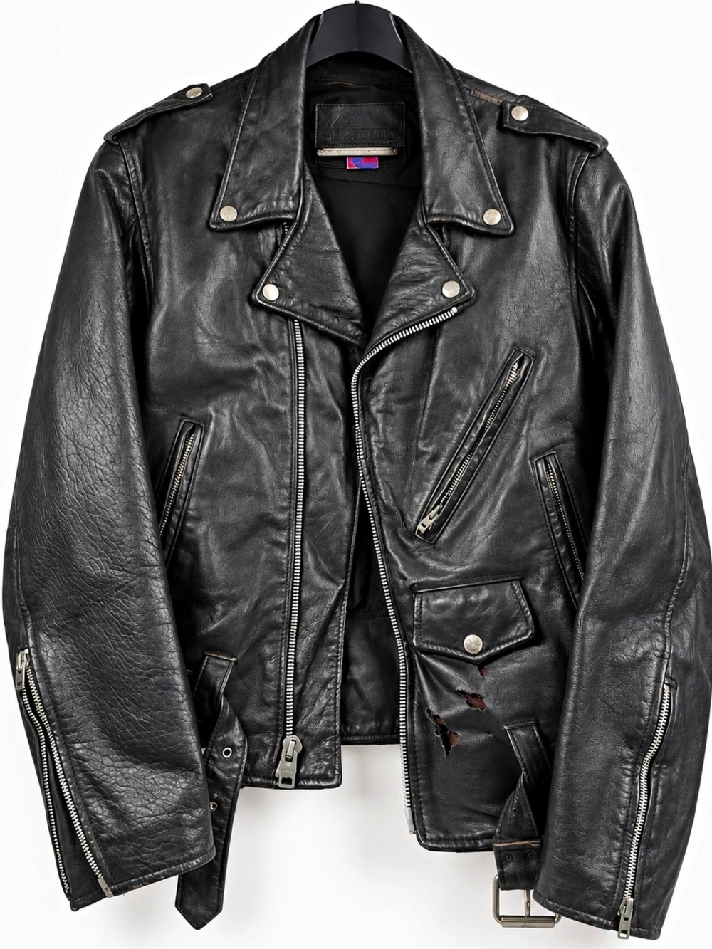 Vintage 1980s Branded Garments Leather Motorcycle Jacket Size 40 USA Made